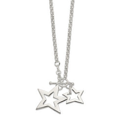 Sophia Jewelers Sterling Silver 925 Fancy Stars Necklace Polished Finish