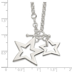 Sophia Jewelers Sterling Silver 925 Fancy Stars Necklace Polished Finish
