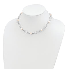 Sterling Silver Rhodium-plated Freshwater Cultured Pearl Necklace