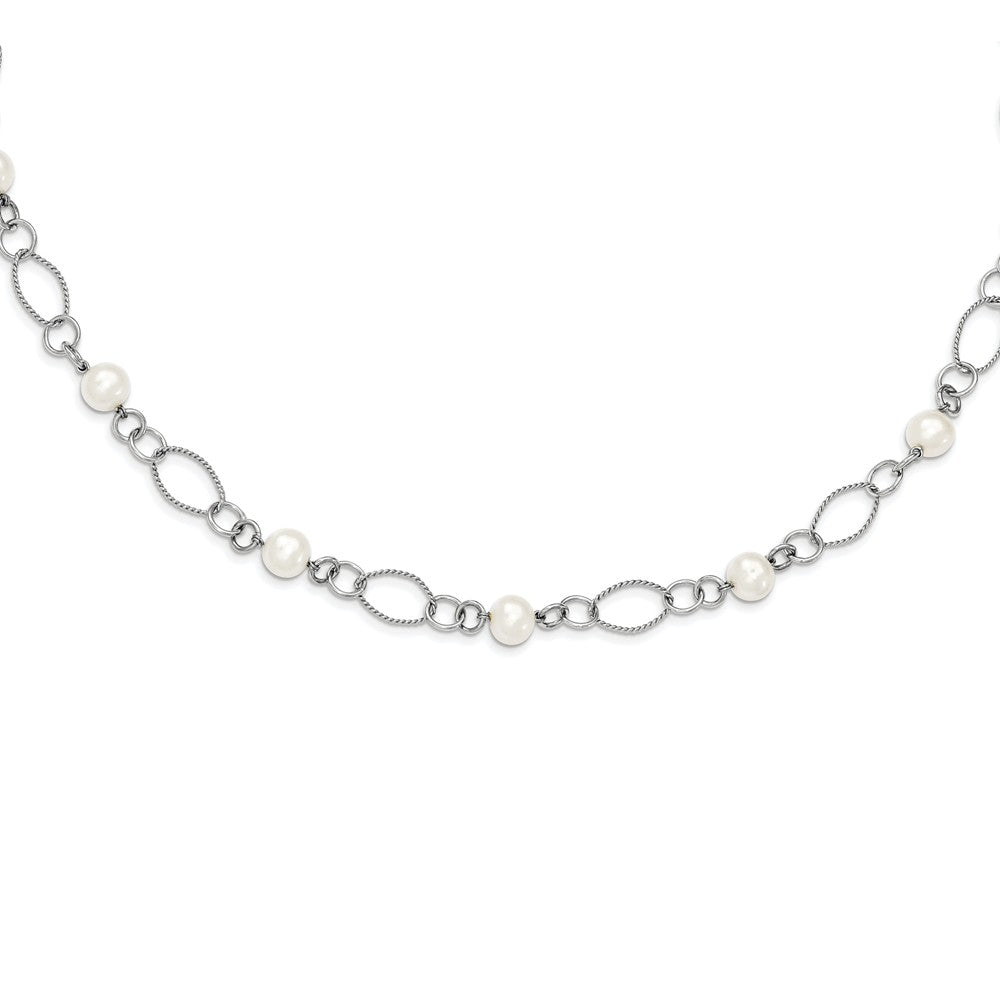 Sterling Silver 925 Freshwater Pearl Necklace with Elegant White Cultured Pearls