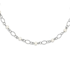 Sterling Silver 925 Freshwater Pearl Necklace with Elegant White Cultured Pearls