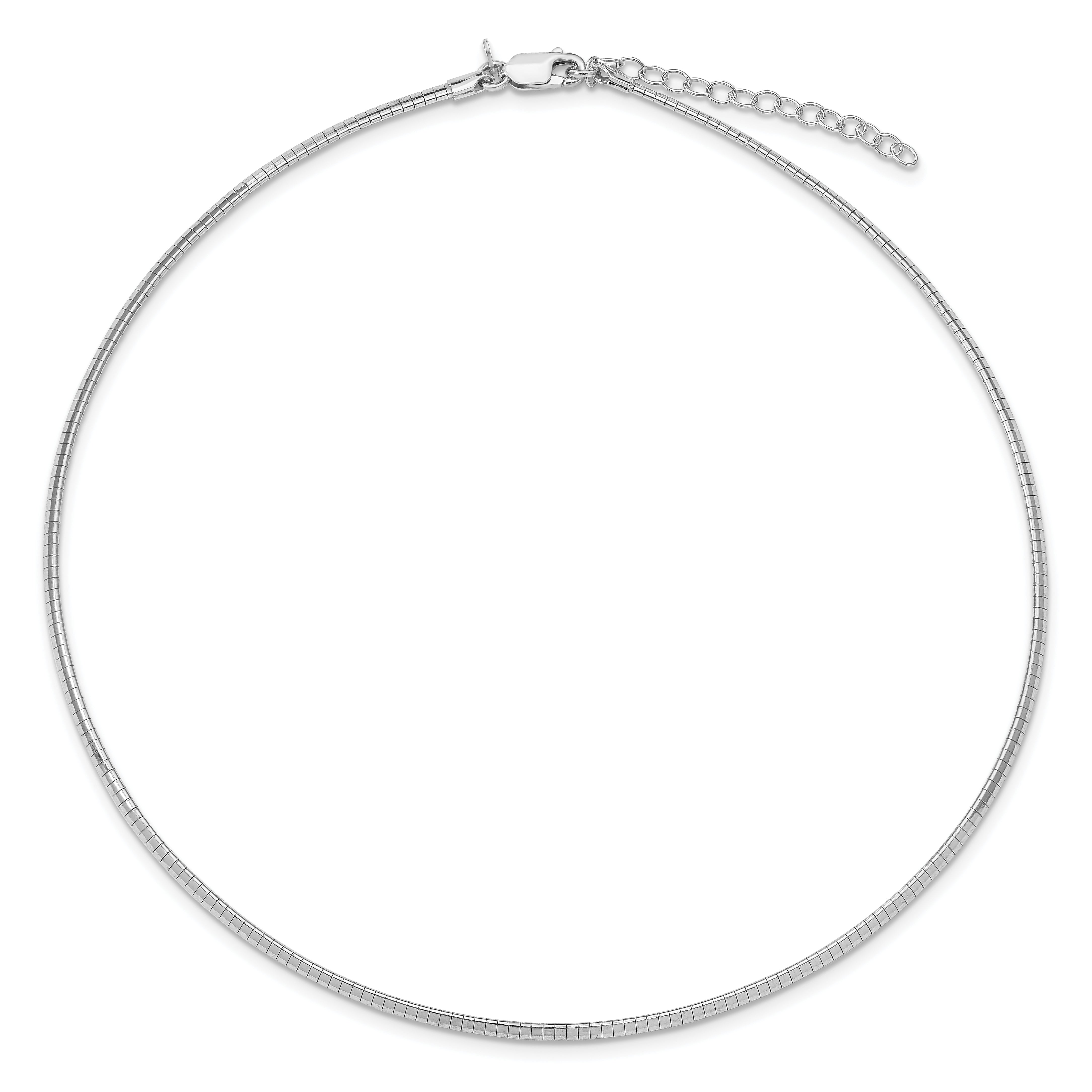 Sterling Silver Rhodium Plated 2mm w/2 in Ext Cubetto Chain