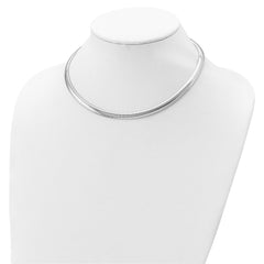 Sterling Silver 925 Omega Chain Necklace with Polished Rhodium Finish - 16