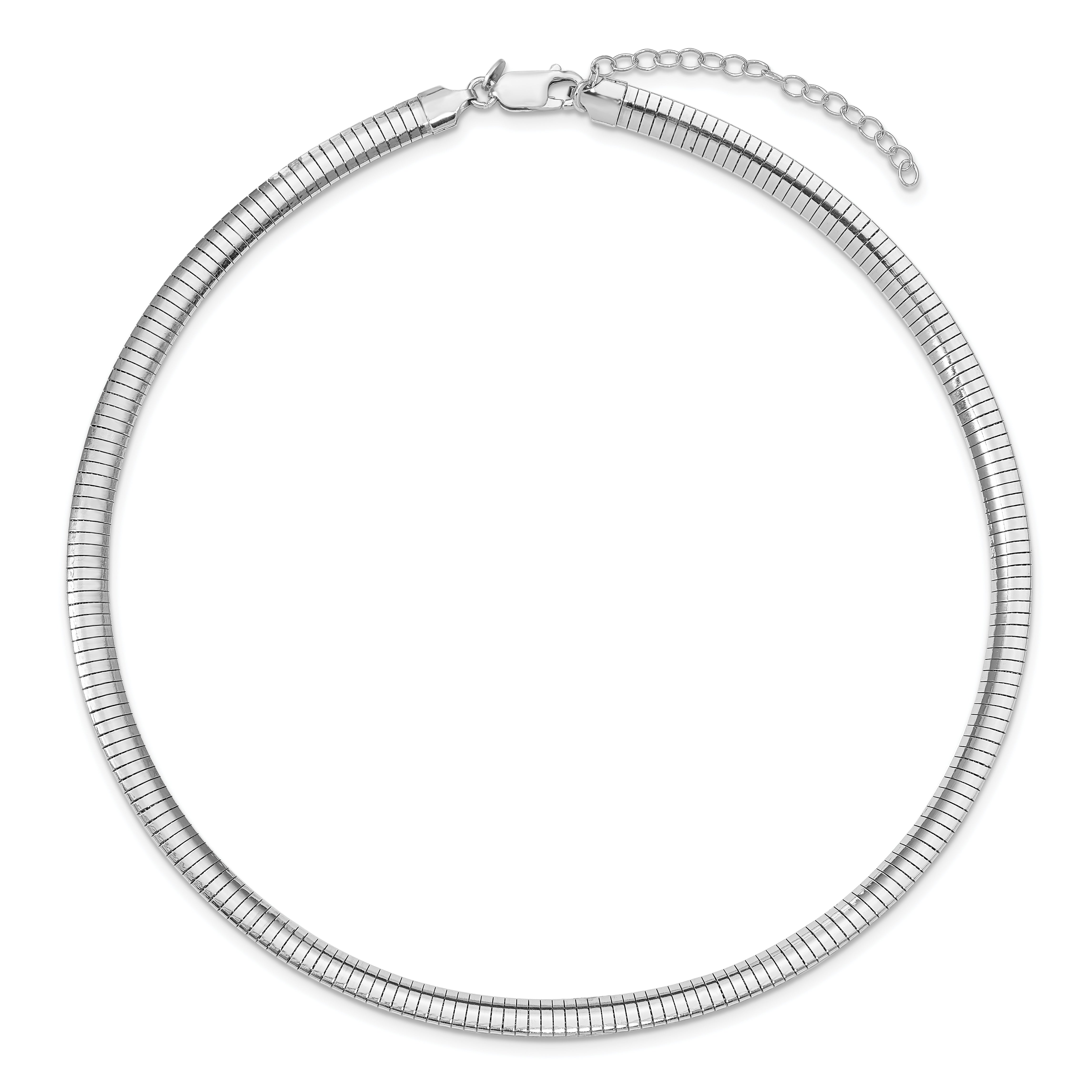 Sterling Silver Rhodium Plated 6mm w/2 in Ext Cubetto Chain