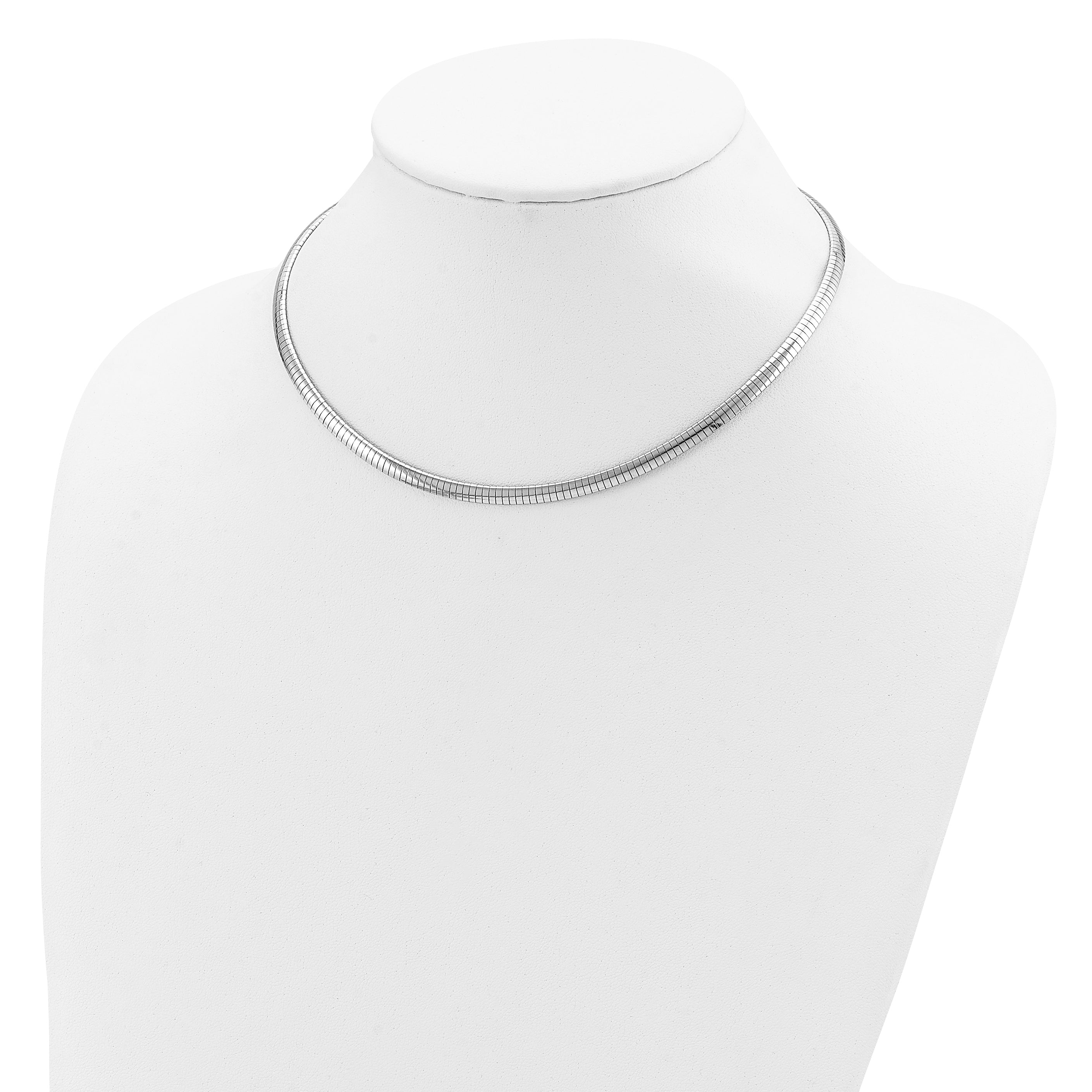 Sophia Jewelers Women's 925 Sterling Silver Omega Necklace with Polished Rhodium Finish - 16