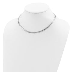 Sophia Jewelers Women's 925 Sterling Silver Omega Necklace with Polished Rhodium Finish - 16