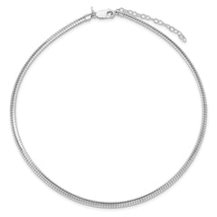 Sophia Jewelers Women's 925 Sterling Silver Omega Necklace with Polished Rhodium Finish - 16