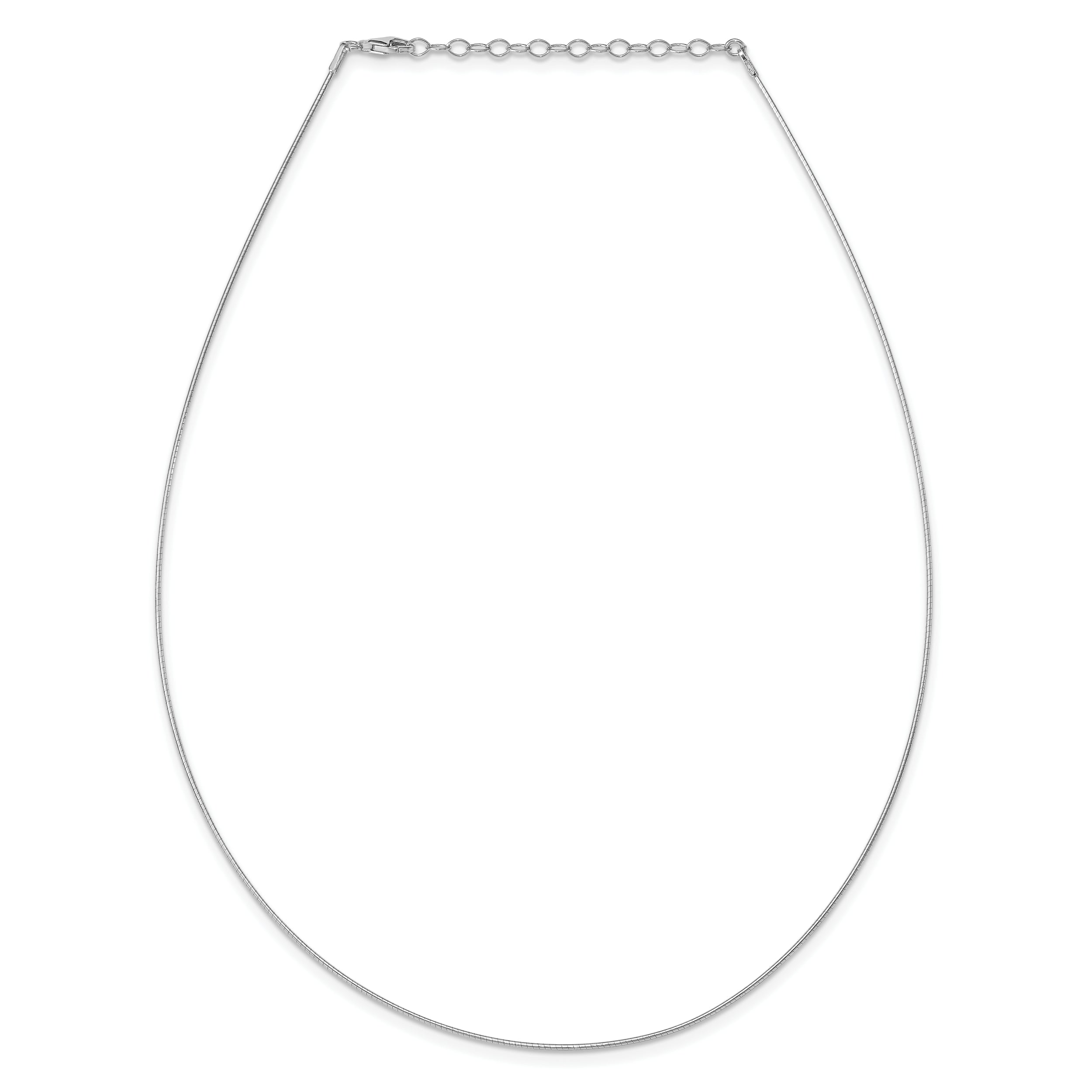 Sterling Silver Rhodium-Plated Omega Necklace with Polished Elegant Design