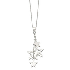 Sophia Jewelers Sterling Silver Rhodium-Plated Star Necklace 18 Polished Finish