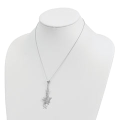 Sophia Jewelers Sterling Silver Rhodium-Plated Star Necklace 18 Polished Finish