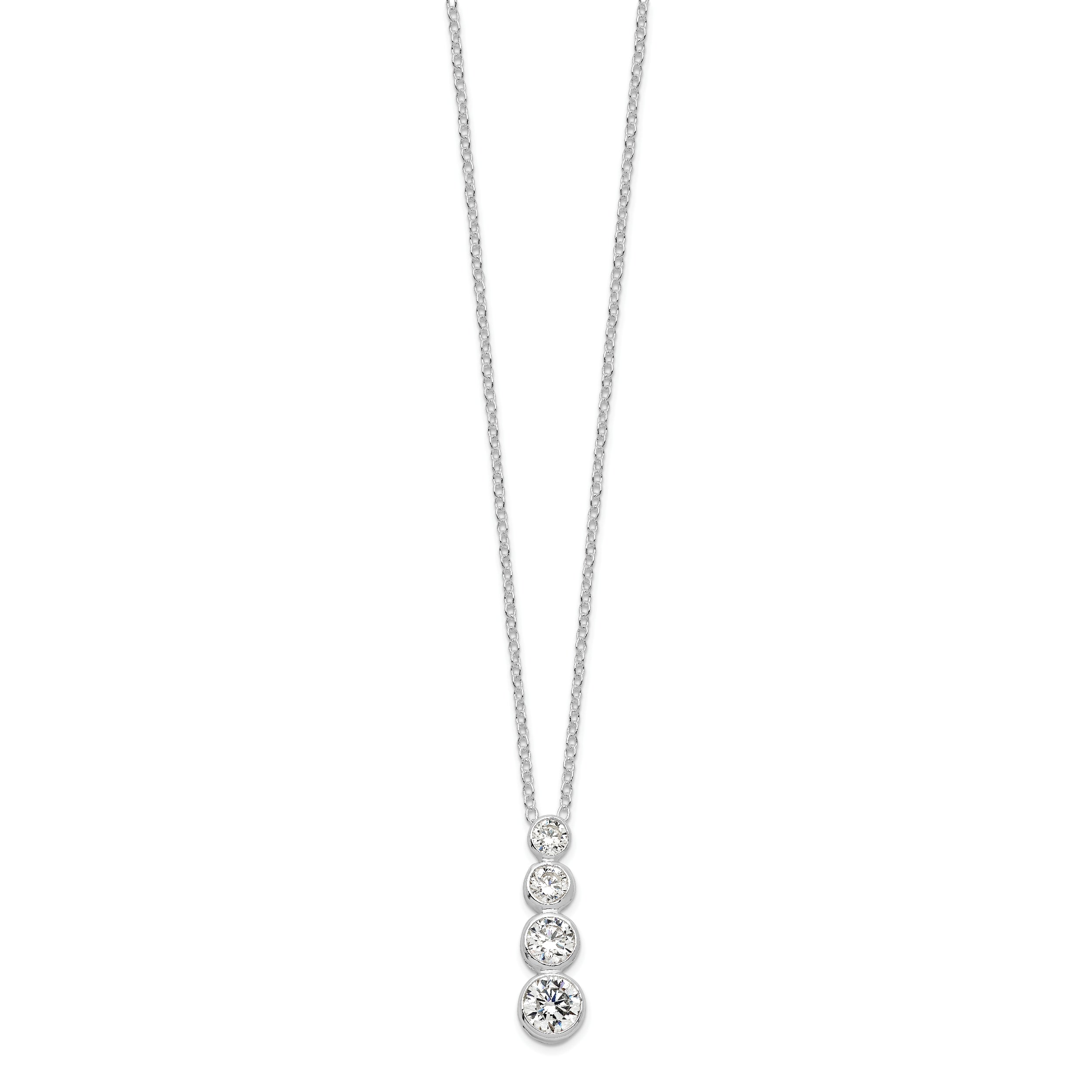 Sterling Silver Rhodium-plated CZ Journey Necklace