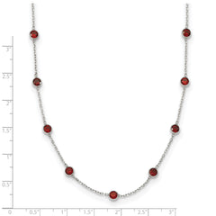 Sterling Silver 9-Station Red CZ Necklace