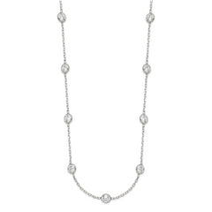 Sophia Jewelers Sterling Silver CZ 9-Station Necklace with Elegant Polish