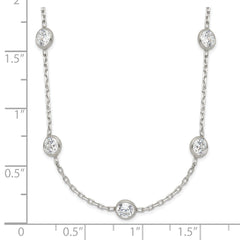 Sophia Jewelers Sterling Silver CZ 9-Station Necklace with Elegant Polish