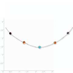 Sophia Jewelers Sterling Silver 9-Station Multicolor CZ Necklace Polished Finish