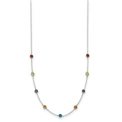 Sophia Jewelers Sterling Silver 9-Station Multicolor CZ Necklace Polished Finish
