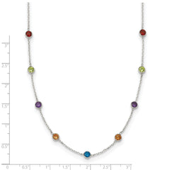 Sophia Jewelers Sterling Silver 9-Station Multicolor CZ Necklace Polished Finish