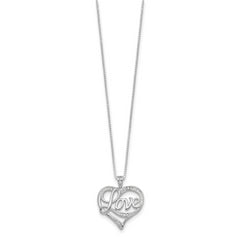Sophia Jewelers Sterling Silver Diamond Love Necklace with Rhodium Finish