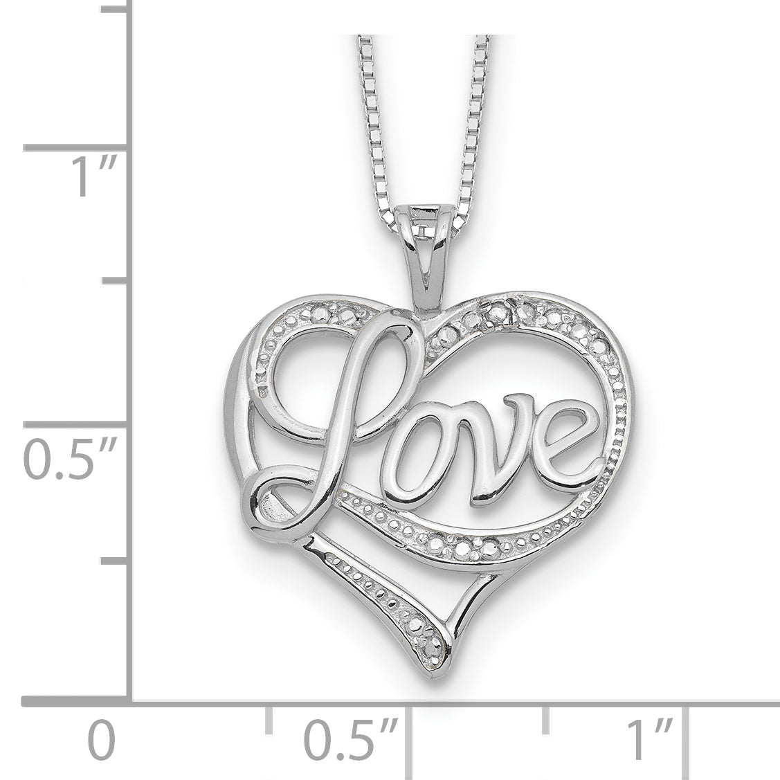Sophia Jewelers Sterling Silver Diamond Love Necklace with Rhodium Finish