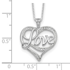 Sophia Jewelers Sterling Silver Diamond Love Necklace with Rhodium Finish