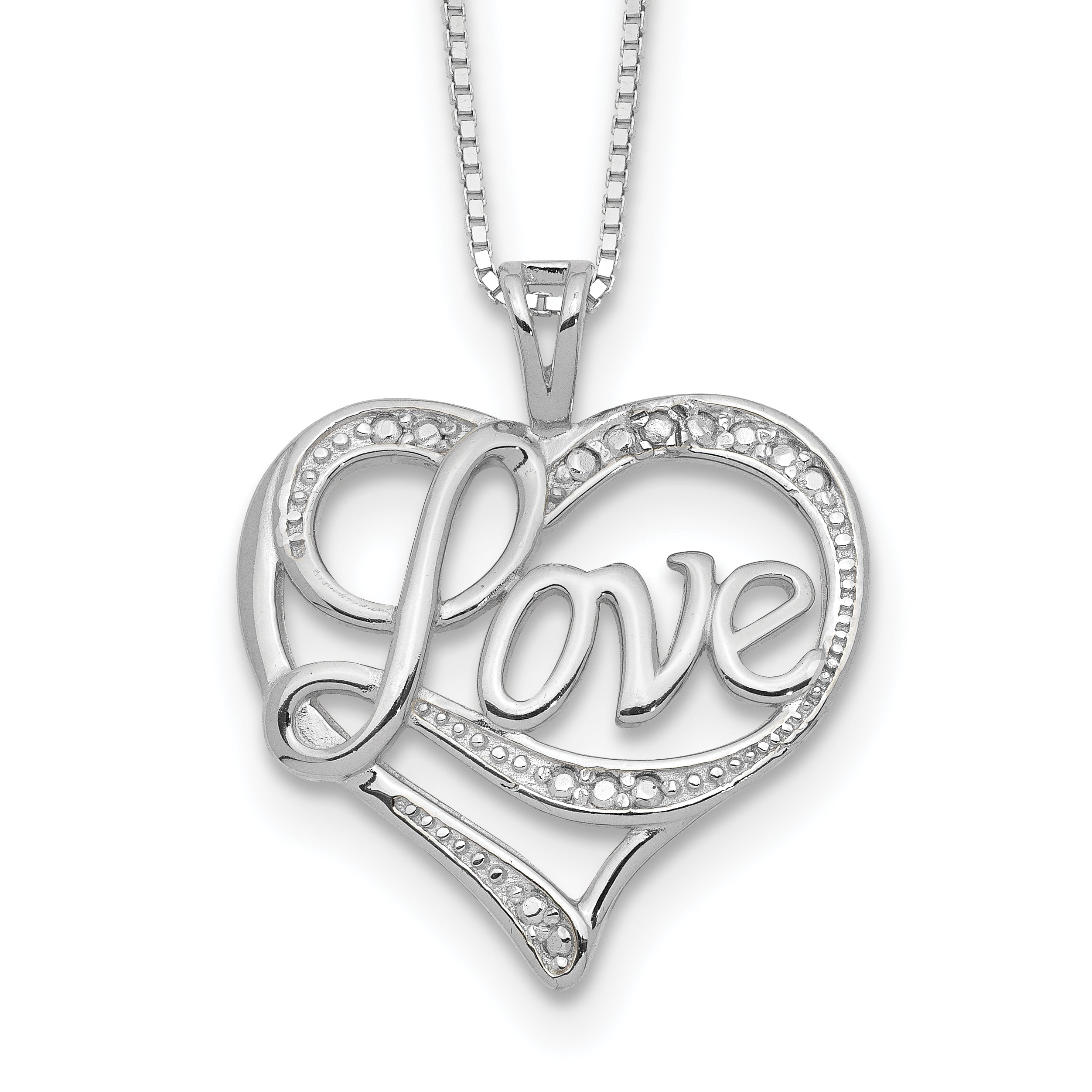 Sterling Silver Rhodium-plated Diam. Love Necklace