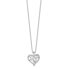 Sterling Silver Rhodium-plated Diam. Mom Necklace