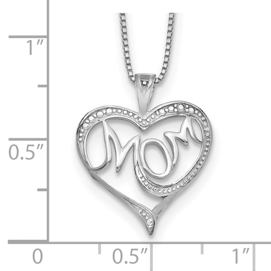 Sterling Silver Rhodium-plated Diam. Mom Necklace