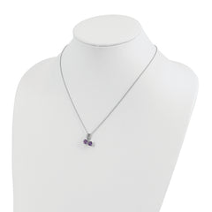Sophia Jewelers 14K Accent Amethyst Diamond Heart Sterling Necklace - 20