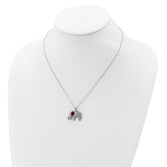 Sophia Jewelers Sterling Silver 14K Accent Garnet Diamond Elephant Necklace
