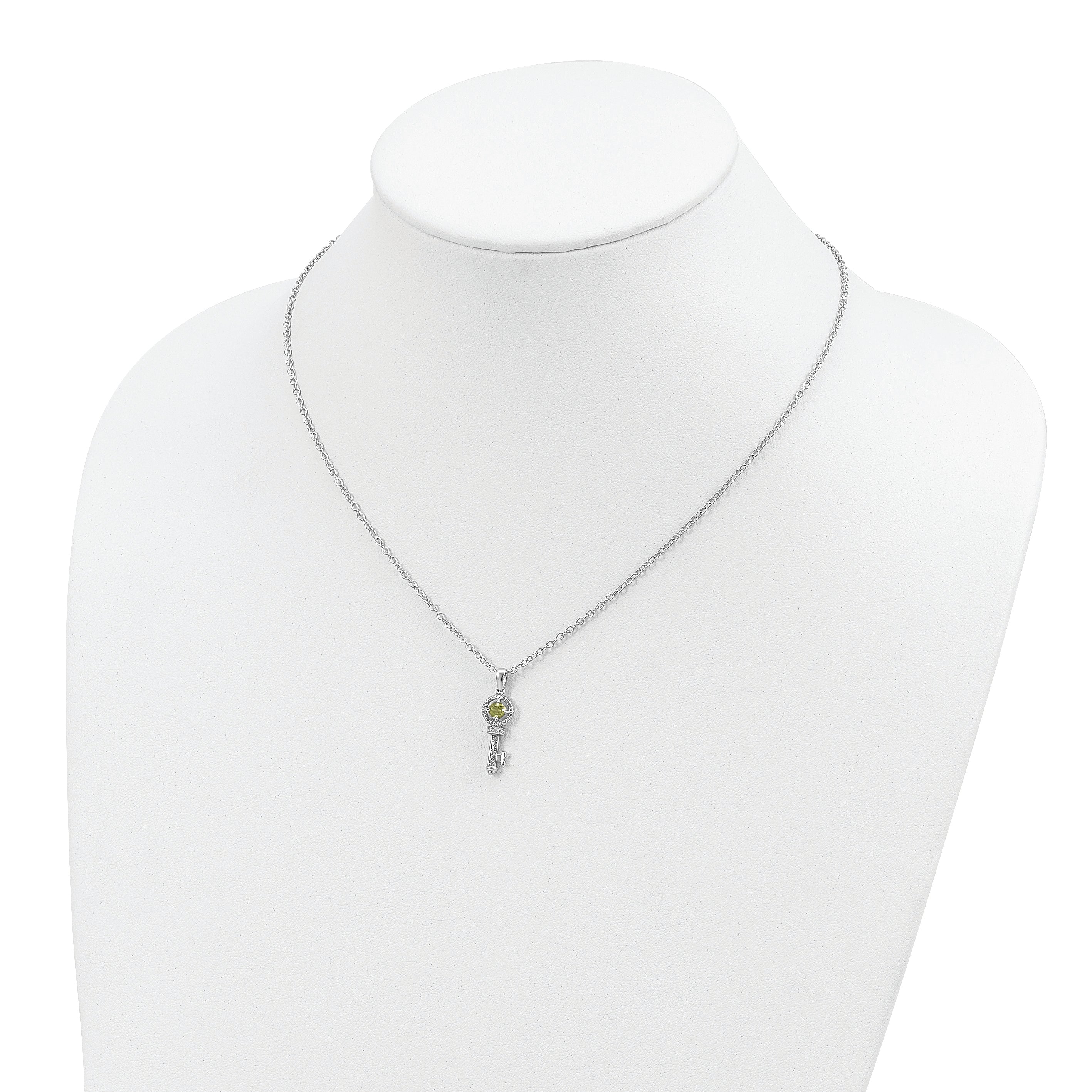 Sophia Jewelers Sterling Silver 14K Gold Peridot Diamond Key Necklace