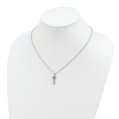 Sophia Jewelers Sterling Silver 14K Gold Peridot Diamond Key Necklace