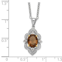 Sophia Jewelers Sterling Silver Smoky Quartz Necklace with 14K Gold Accent