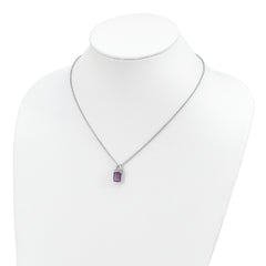Brilliant Gemstones Sterling Silver with 14K Accent Rhodium-plated Amethyst and Diamond 18 Inch Necklace with 2 Inch Extender
