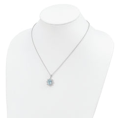 Brilliant Gemstones Sterling Silver with 14K Accent Rhodium-plated Sky Blue Topaz and White Topaz 18 Inch Necklace with 2 Inch Extender