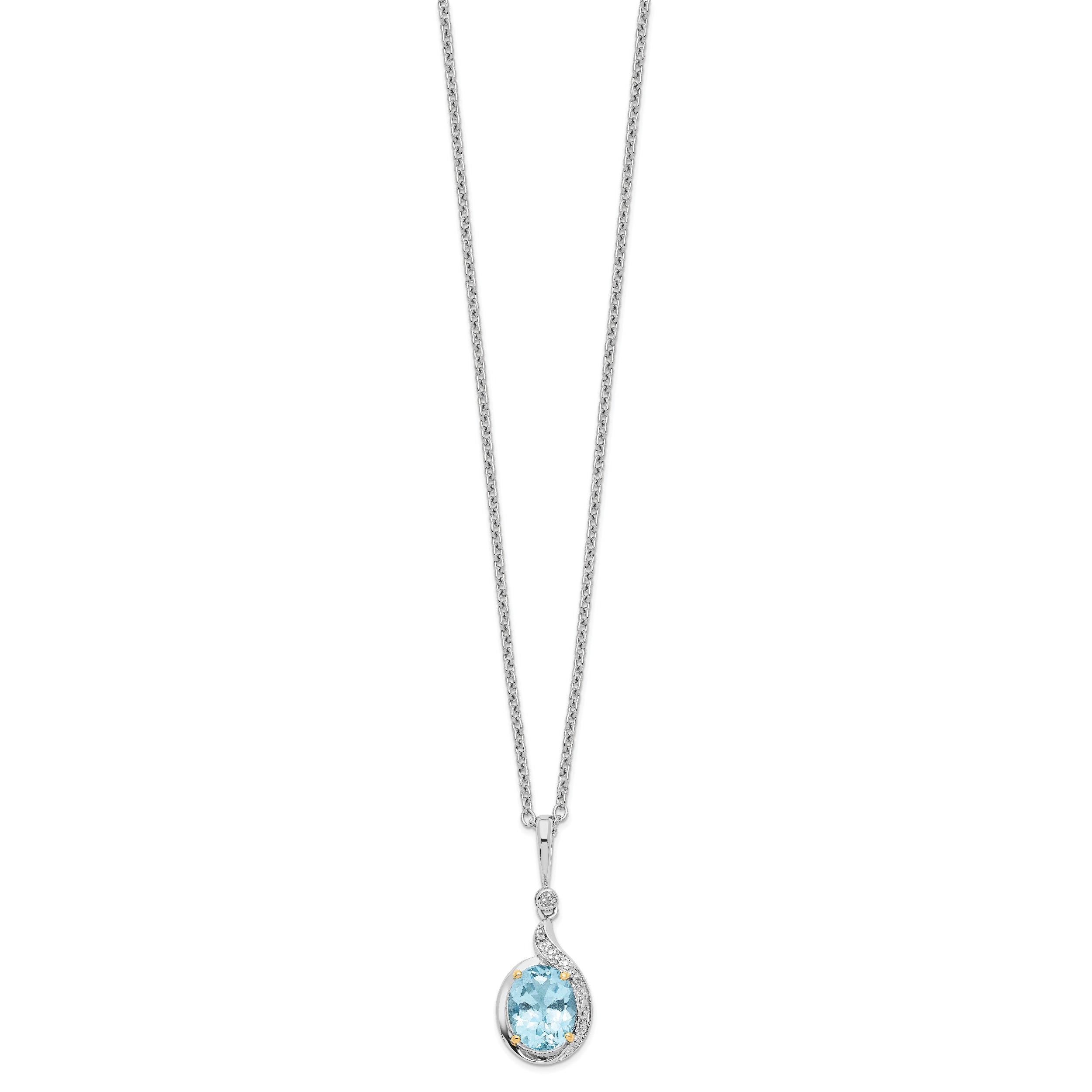 Sophia Jewelers Sterling Silver Necklace with 14K Gold Accents & Sky Blue Topaz