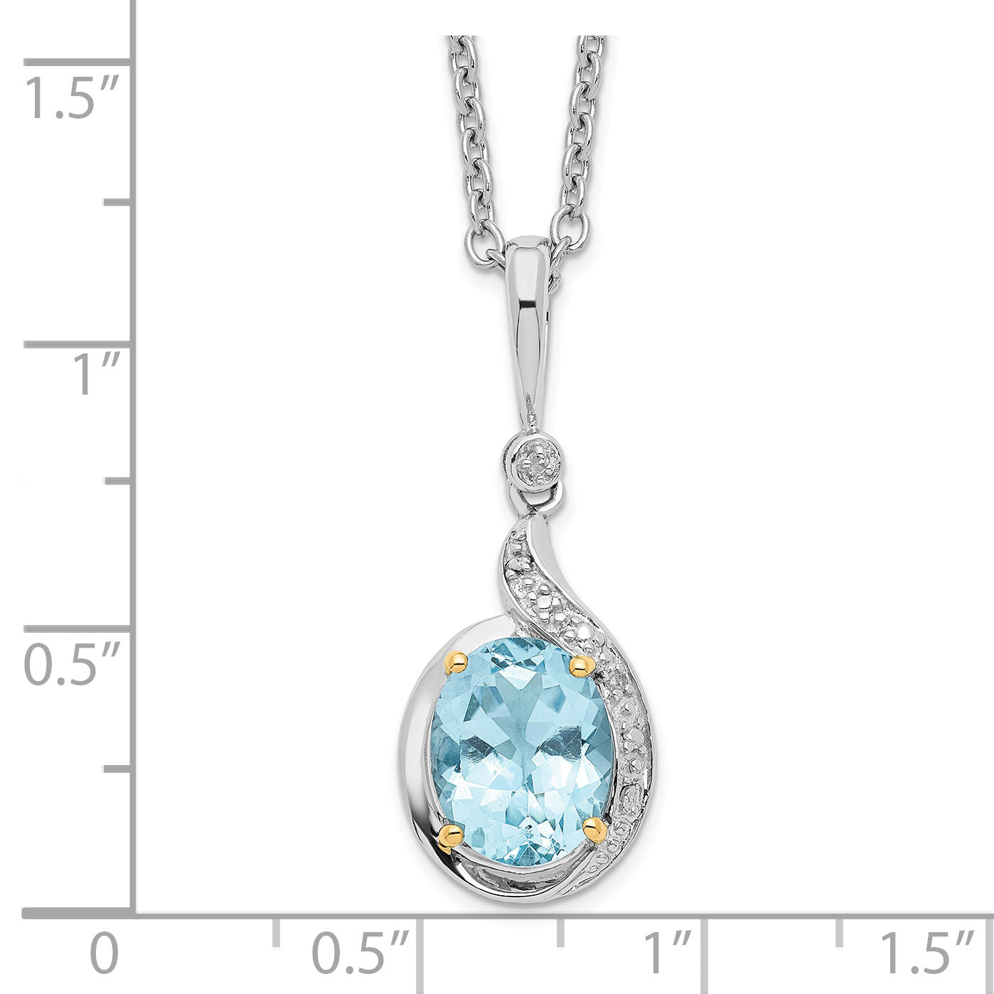 Sophia Jewelers Sterling Silver Necklace with 14K Gold Accents & Sky Blue Topaz