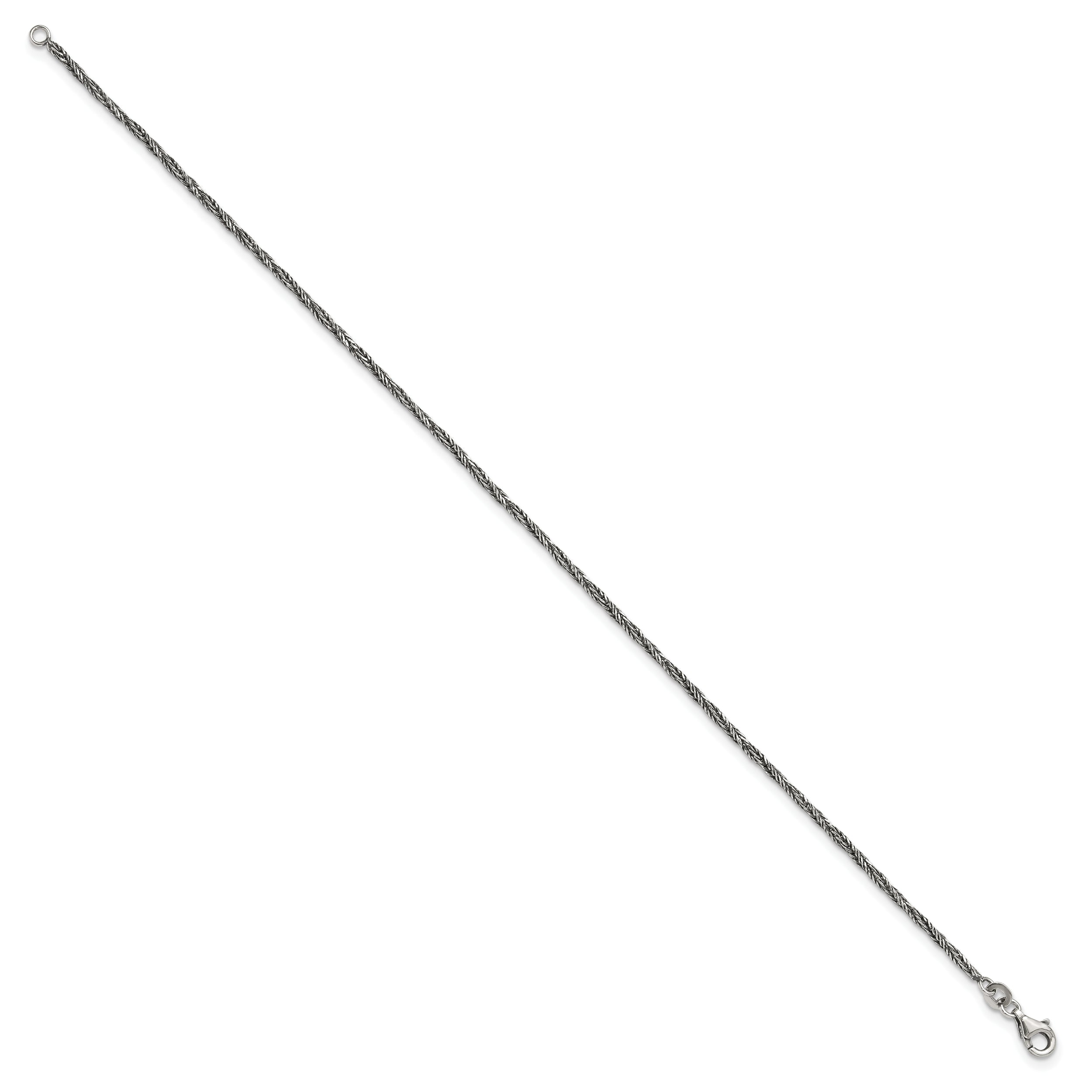 Sterling Silver 1.45mm Antiqued Anklet