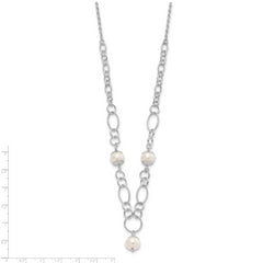 Sterling Silver 925 Fancy Pearl Drop Necklace Elegant Polished Design