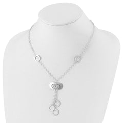 Sterling Silver 925 Heart & Circle Necklace with Polished Brushed Finish