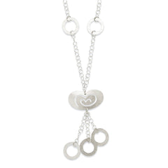 Sterling Silver Polished & Textured Heart Drop Necklace