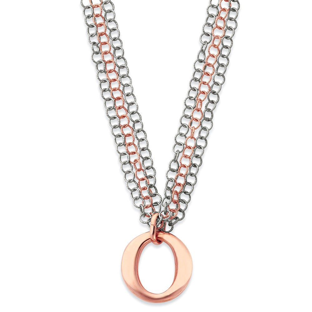 Sterling Silver Rose Vermeil Multi-Strand Necklace with Polished Circles