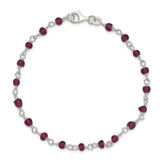 Sterling Silver Dark Red CZ Polished Bracelet