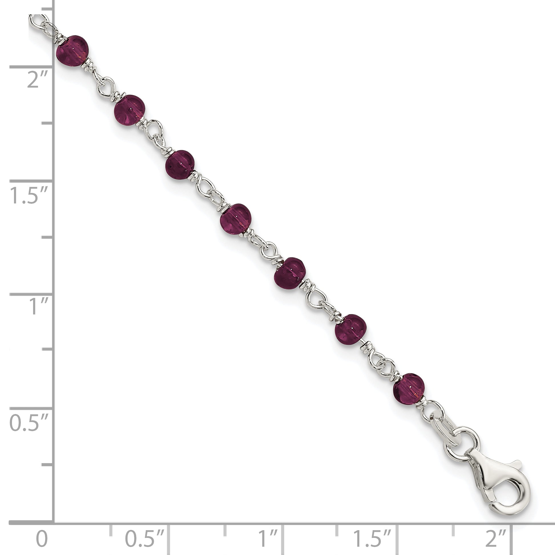 Sterling Silver Dark Red CZ Polished Bracelet