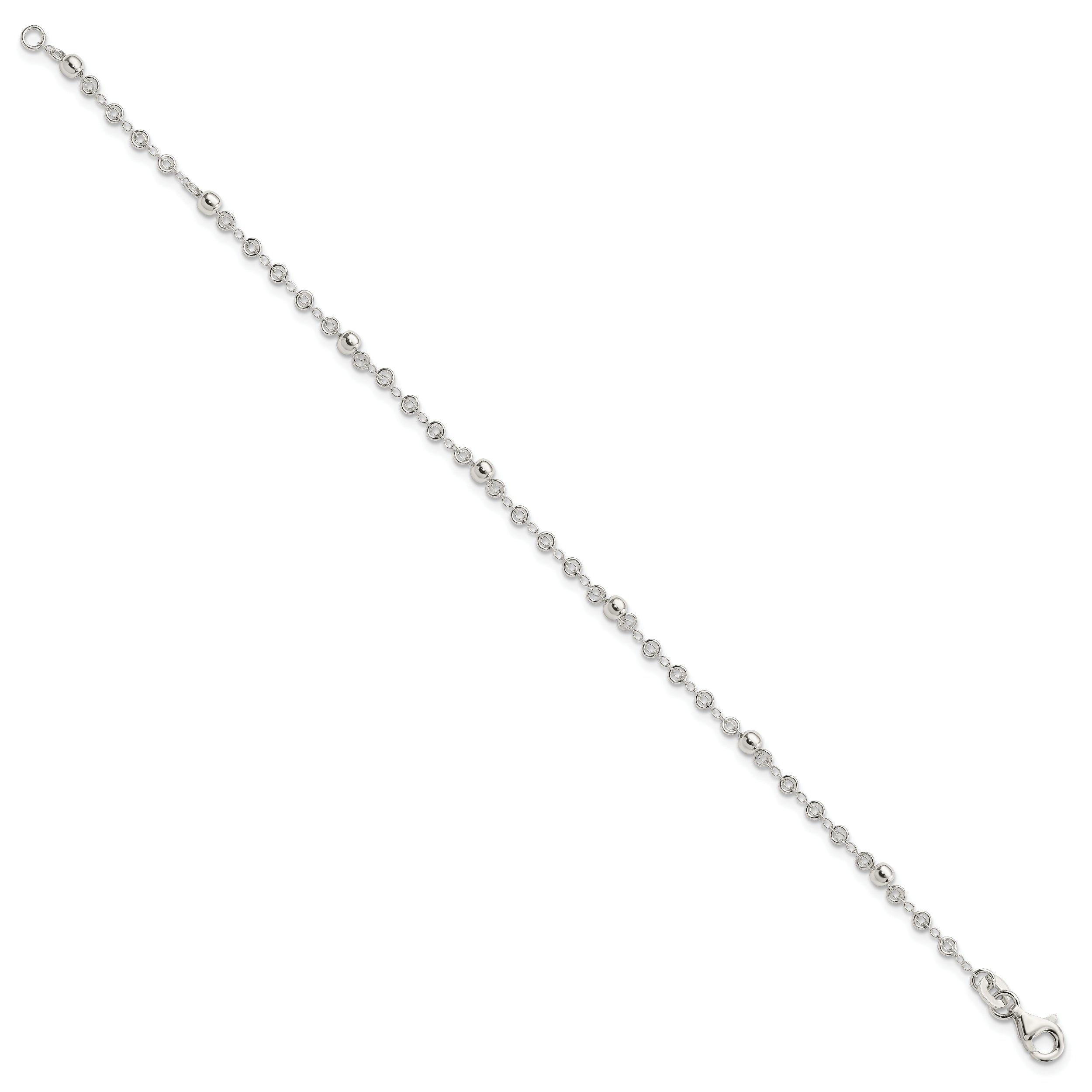 Sterling Silver Polished Fancy Bead Bracelet