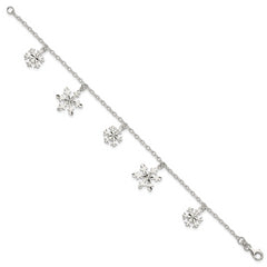 Sterling Silver Diamond-Cut Snowflake Bracelet