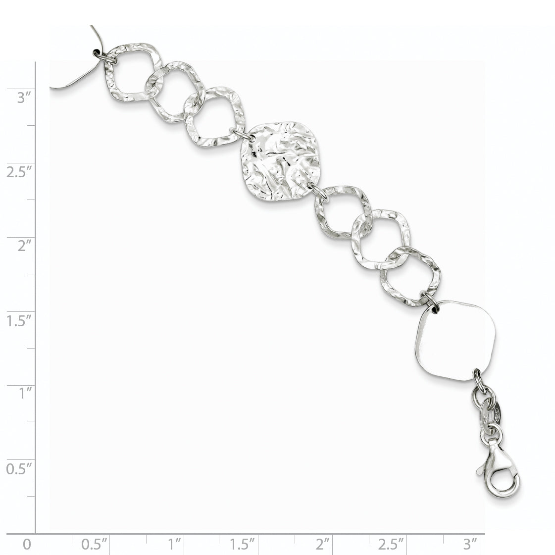 Sterling Silver Polished and Textured Fancy Link Bracelet