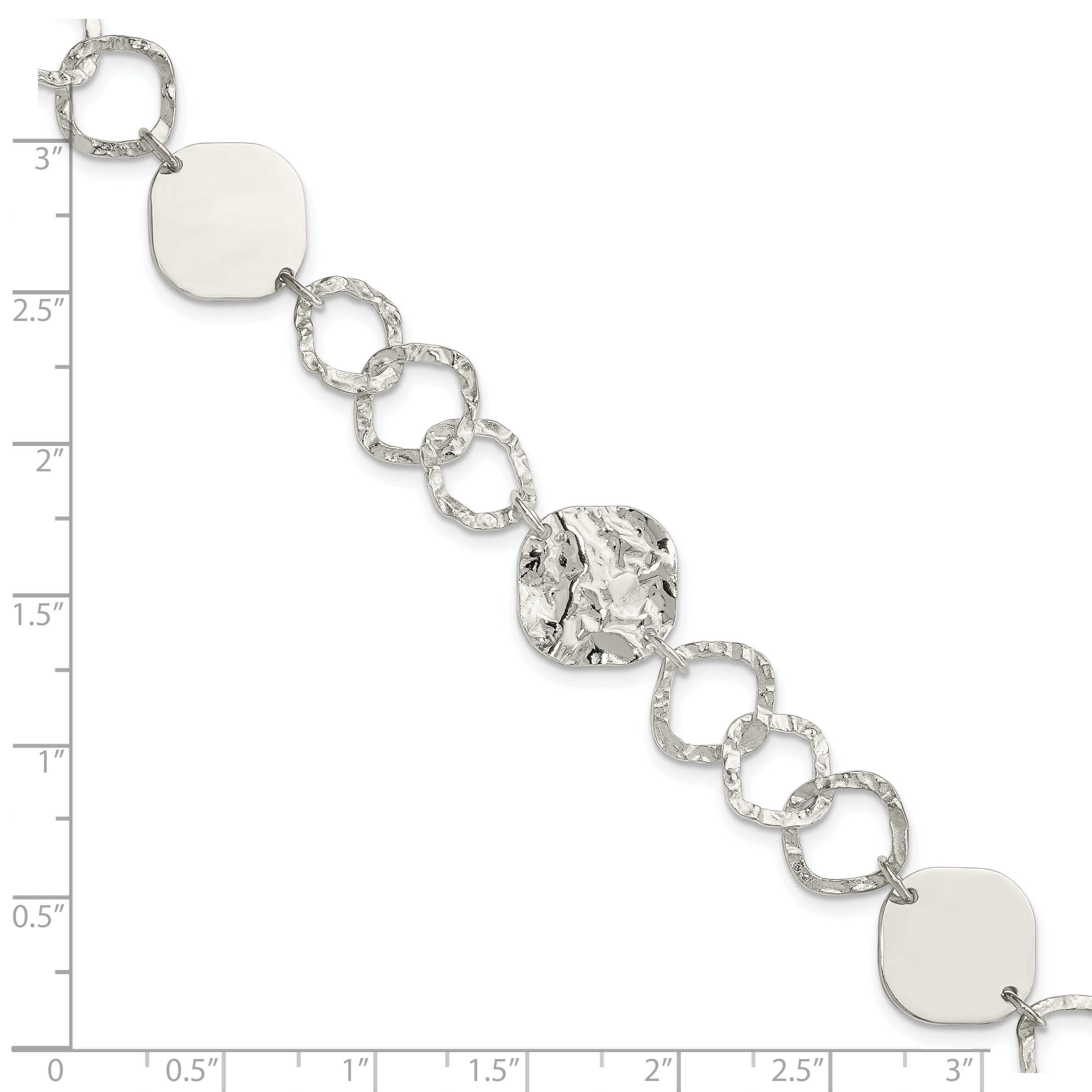 Sterling Silver Polished and Textured Fancy Link Bracelet
