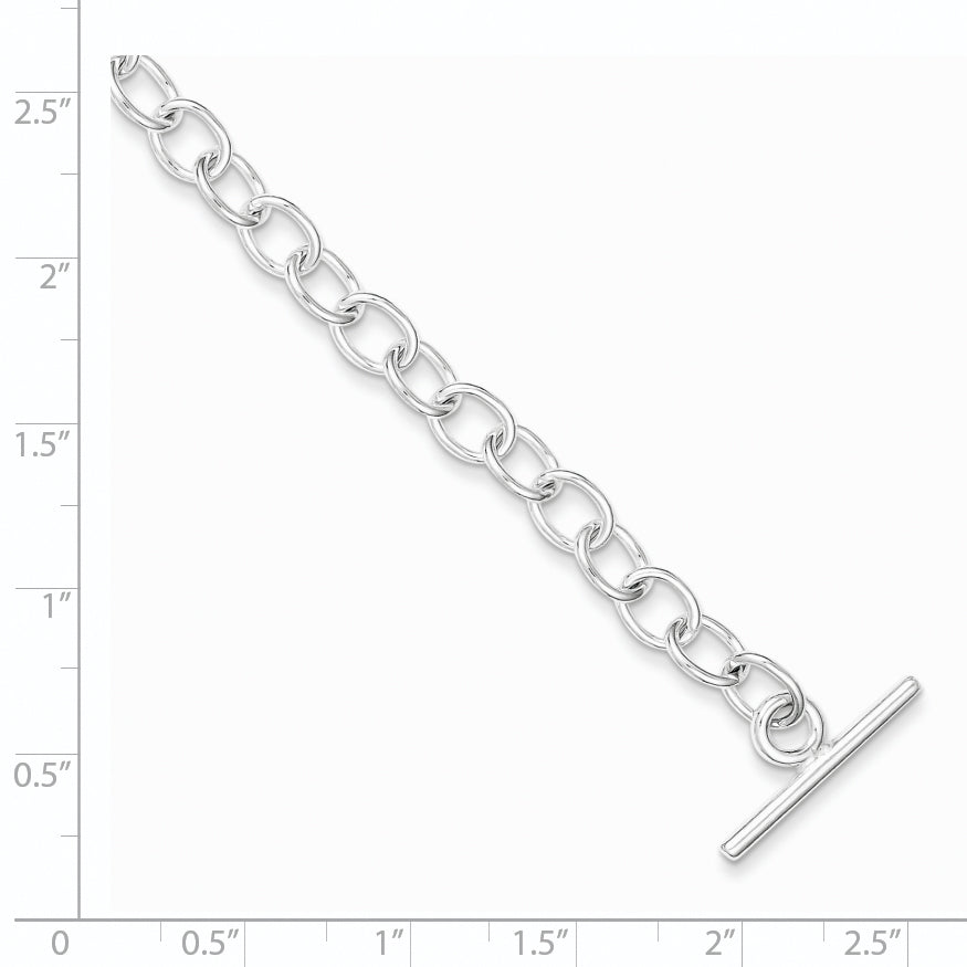 Sterling Silver Polished Fancy Link Toggle Bracelet