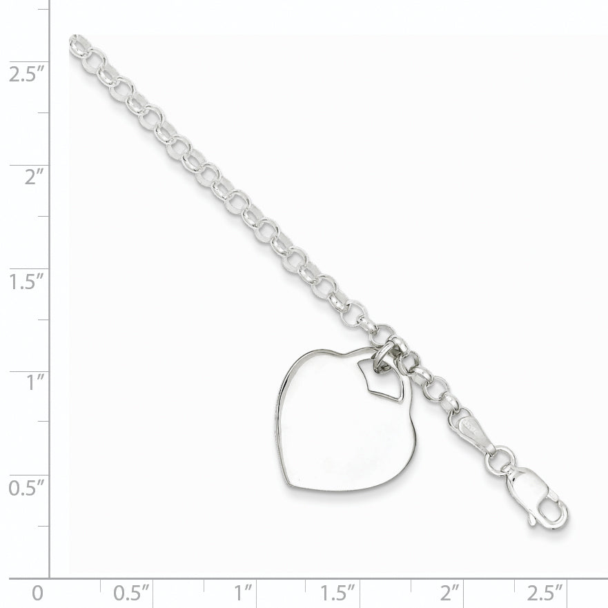 Sterling Silver Engraveable Heart Bracelet