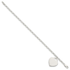 Sterling Silver Engraveable Heart Bracelet